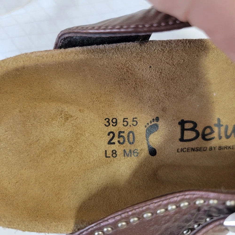 Betula by Birkenstock Lambada Bronze Metallic Studded Sandals US 8 EU 39 L8 M6